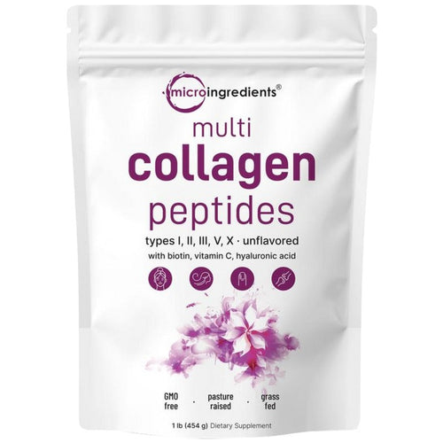 PureHabits™ Micro Ingredients Multi Collagen Peptides Powder, 2lb | Type I, II, III, V, X + Biotin, Vitamin C & Hyaluronic Acid | Unflavored | Supports Hair, Skin...