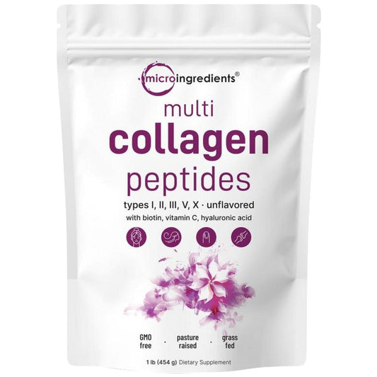 PureHabits™ Micro Ingredients Multi Collagen Peptides Powder, 2lb | Type I, II, III, V, X + Biotin, Vitamin C & Hyaluronic Acid | Unflavored | Supports Hair, Skin...