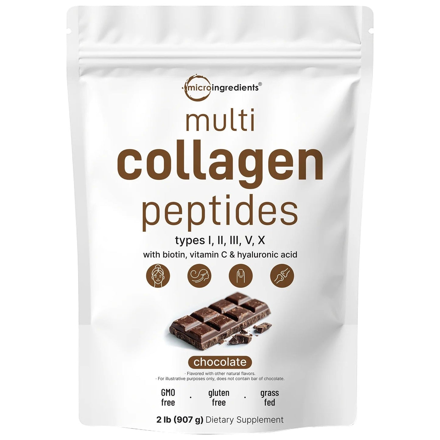 PureHabits™ Micro Ingredients Multi Collagen Peptides Powder, 2lb | Type I, II, III, V, X + Biotin, Vitamin C & Hyaluronic Acid | Unflavored | Supports Hair, Skin...
